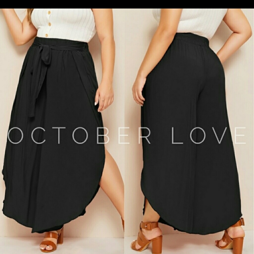 Black Split/Open Leg Pants with Tie Sz 3X. - Picture 2 of 7